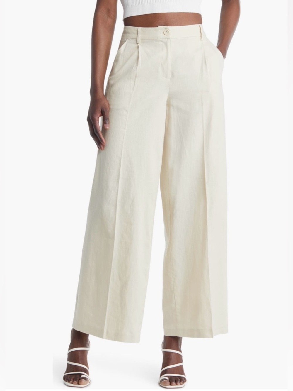 Open Edit Wide Leg Linen Pants - Women’s M